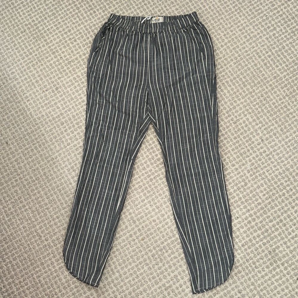 Marine Layer Allison Stripe Pant Gray White Pull On Tencel XS NWT